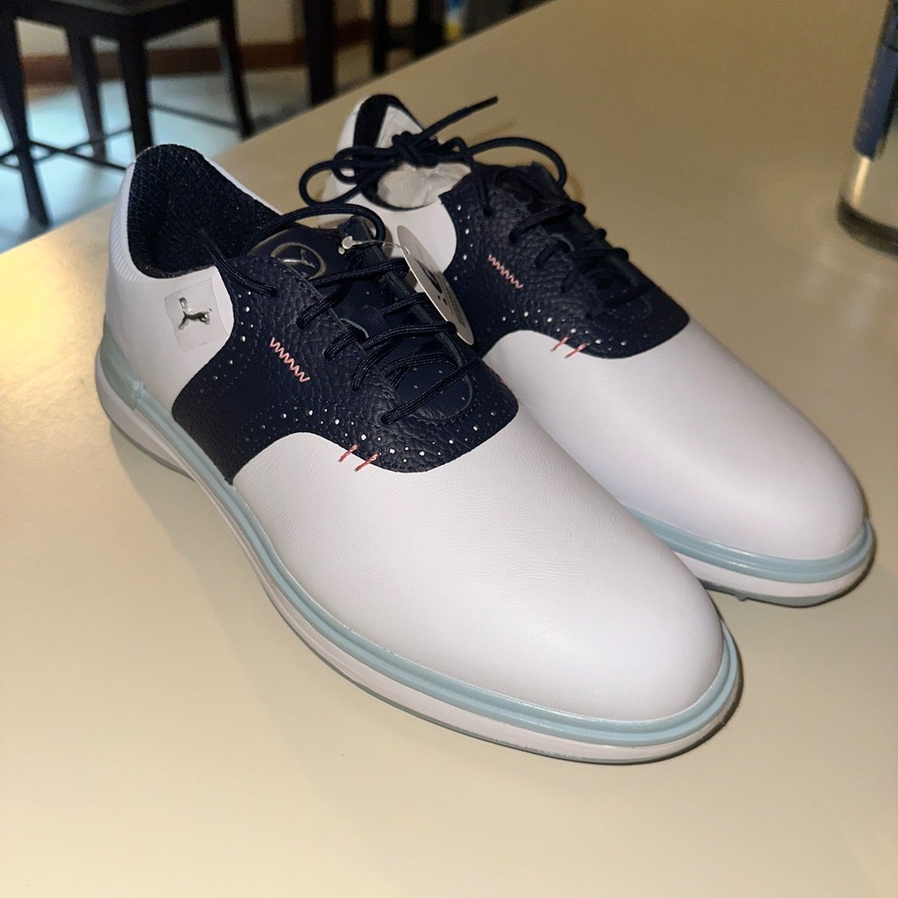 Men’s Puma White and Navy Golf Shoes
